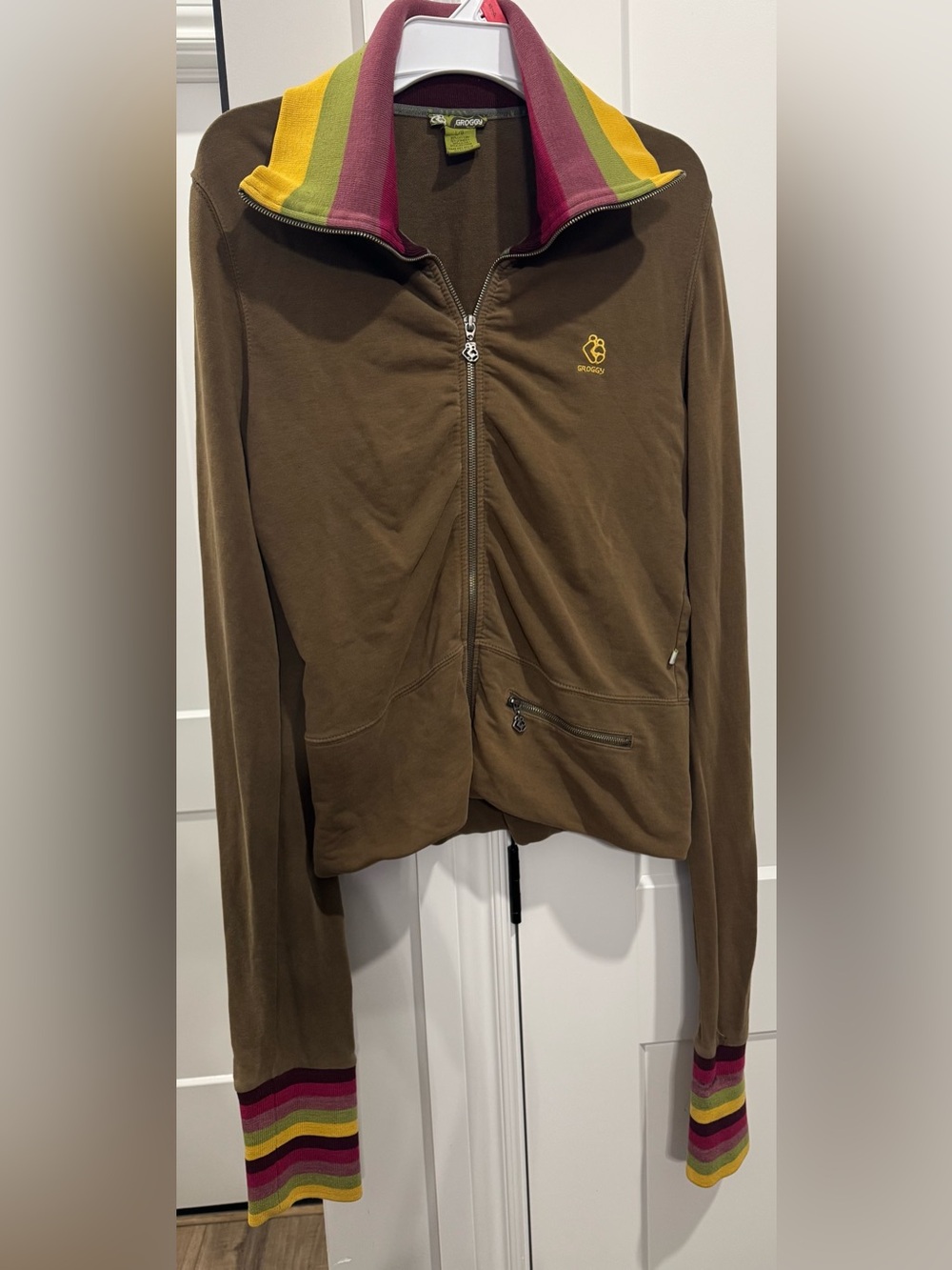 Vintage Y2K Groggy Montreal Asymmetrical Zip Track Jacket L EUC